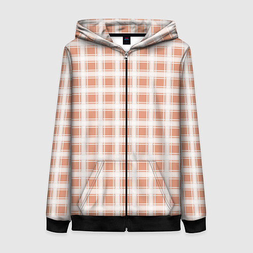 Женская толстовка на молнии Light beige plaid fashionable checkered pattern / 3D-Черный – фото 1