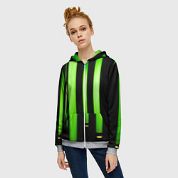 Толстовка на молнии женская Абстрактные неоновые колбы с кислотой - Зелёный, цвет: 3D-меланж — фото 2