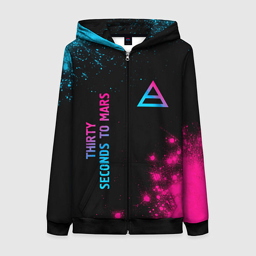 Женская толстовка на молнии Thirty Seconds to Mars Neon Gradient / 3D-Черный – фото 1