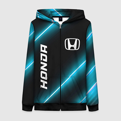 Женская толстовка на молнии Honda неоновые лампы / 3D-Черный – фото 1