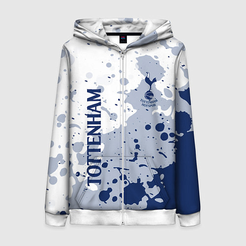 Женская толстовка на молнии Tottenham hotspur Брызги красок / 3D-Белый – фото 1