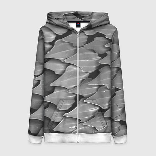 Женская толстовка на молнии Кожа акулы - броня / 3D-Белый – фото 1