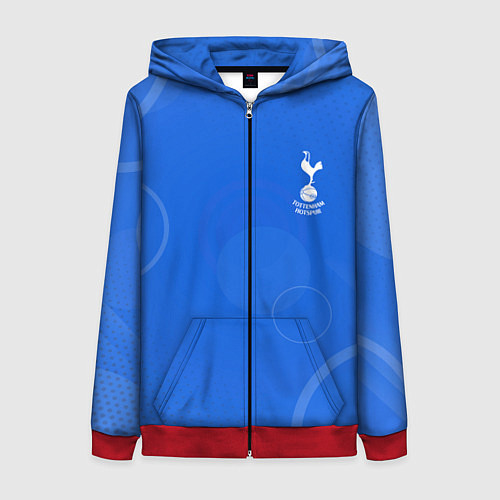 Женская толстовка на молнии Tottenham hotspur Голубая абстракция / 3D-Красный – фото 1