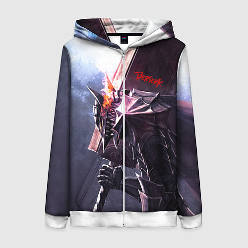 Женская толстовка на молнии Берсерк С Мечечём На Плече / 3D-Белый – фото 1