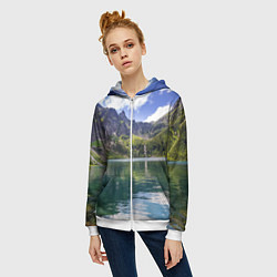 Толстовка на молнии женская Прозрачное горное озеро, цвет: 3D-белый — фото 2