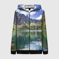 Толстовка на молнии женская Прозрачное горное озеро, цвет: 3D-черный