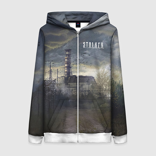 Женская толстовка на молнии STALKER Саркофаг / 3D-Белый – фото 1