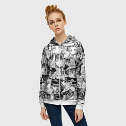 Толстовка на молнии женская Туалетный мальчик Ханако кун паттерн, цвет: 3D-белый — фото 2