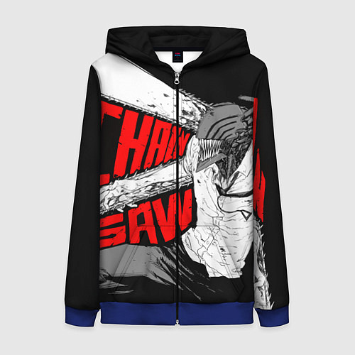 Женская толстовка на молнии Человек-бензопила: Дэндзи / 3D-Синий – фото 1