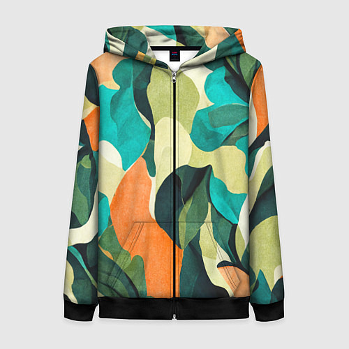 Женская толстовка на молнии Multicoloured camouflage / 3D-Черный – фото 1