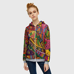 Толстовка на молнии женская Психоделический узор, цвет: 3D-меланж — фото 2