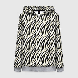 Толстовка на молнии женская Тигровый полосатый узор-черные, бежевые полосы на, цвет: 3D-меланж