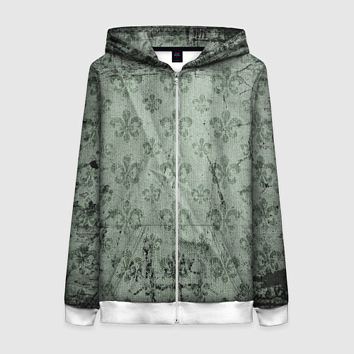 Женская толстовка на молнии Старая затёртая мешковина с принтом / 3D-Белый – фото 1