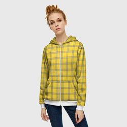 Толстовка на молнии женская Классическая желтая клетка, цвет: 3D-белый — фото 2