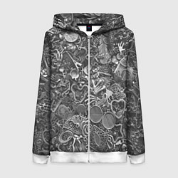 Толстовка на молнии женская Металлические предметы, цвет: 3D-белый