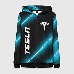 Толстовка на молнии женская Tesla неоновые лампы, цвет: 3D-черный