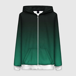 Женская толстовка на молнии Черный и бирюзово - зеленый, текстурированный под