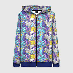 Женская толстовка на молнии Череп и солнце