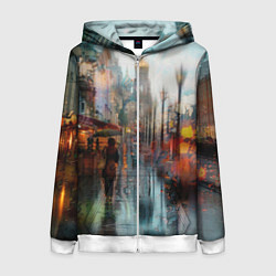 Толстовка на молнии женская В Питере дождь, цвет: 3D-белый