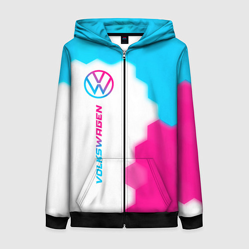 Женская толстовка на молнии Volkswagen neon gradient style: по-вертикали / 3D-Черный – фото 1