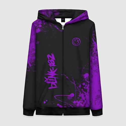 Женская толстовка на молнии Blink 182 фиолетовые брызги / 3D-Черный – фото 1