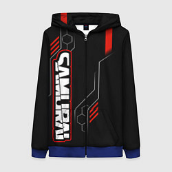 Толстовка на молнии женская Samurai - Красный техно - Киберпанк, цвет: 3D-синий
