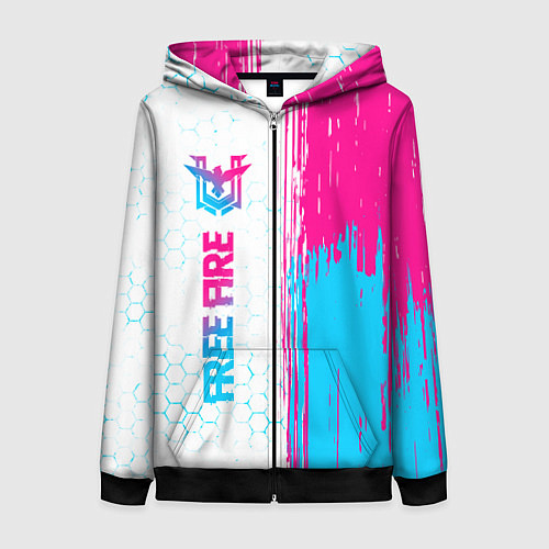 Женская толстовка на молнии Free Fire neon gradient style: по-вертикали / 3D-Черный – фото 1