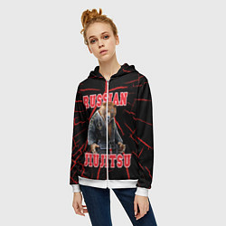 Толстовка на молнии женская Russian Jii Jitsu, цвет: 3D-белый — фото 2