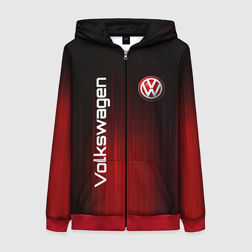 Женская толстовка на молнии Volkswagen art / 3D-Красный – фото 1