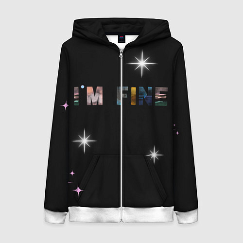 Женская толстовка на молнии Надпись / 3D-Белый – фото 1