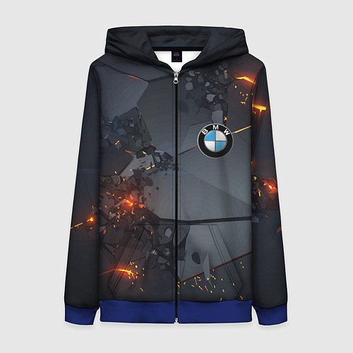 Женская толстовка на молнии BMW explosion / 3D-Синий – фото 1