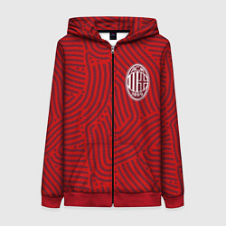 Толстовка на молнии женская AC Milan отпечатки, цвет: 3D-красный