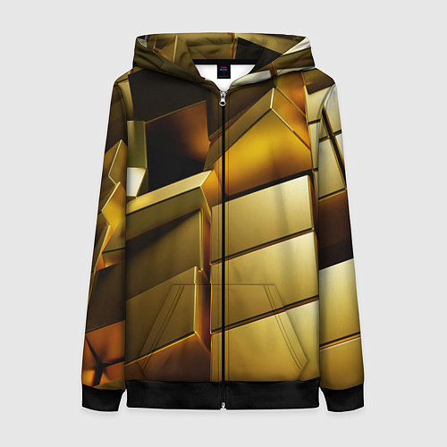 Женская толстовка на молнии Золото / 3D-Черный – фото 1