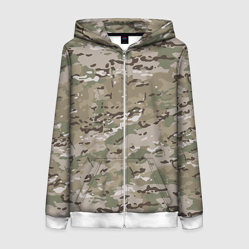 Женская толстовка на молнии Мультикам камуфляж / 3D-Белый – фото 1