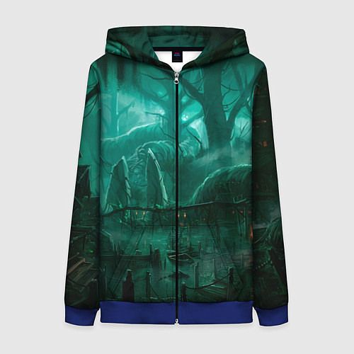Женская толстовка на молнии Причал у болота / 3D-Синий – фото 1