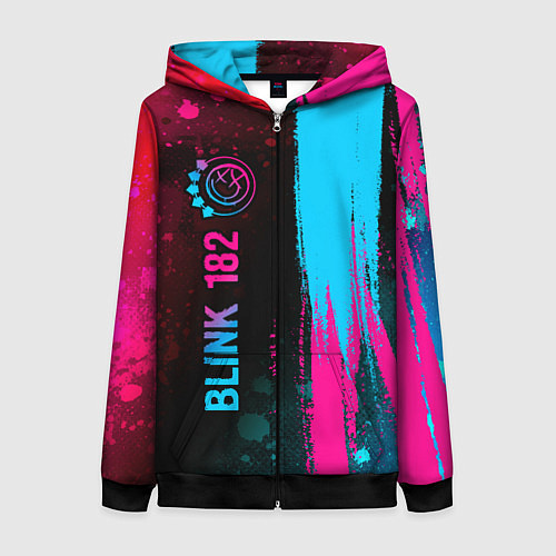Женская толстовка на молнии Blink 182 - neon gradient: по-вертикали / 3D-Черный – фото 1