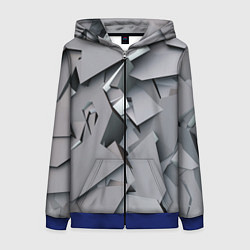 Толстовка на молнии женская Металлическая хаотичная броня, цвет: 3D-синий