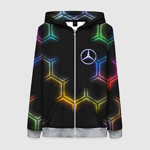 Женская толстовка на молнии Mercedes - neon pattern / 3D-Меланж – фото 1