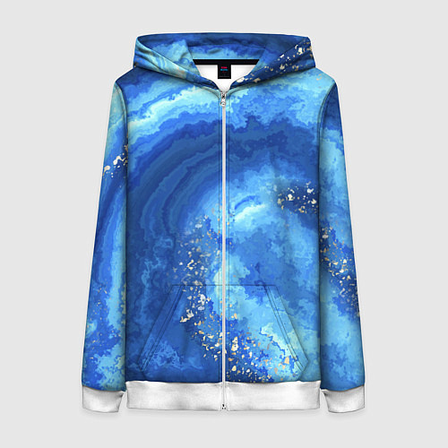 Женская толстовка на молнии Расплескалась синева абстракция / 3D-Белый – фото 1