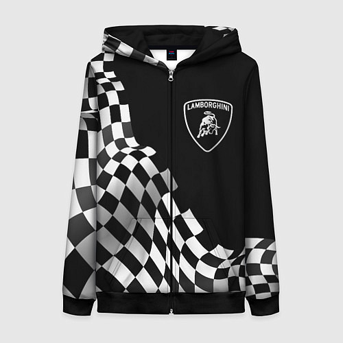 Женская толстовка на молнии Lamborghini racing flag / 3D-Черный – фото 1