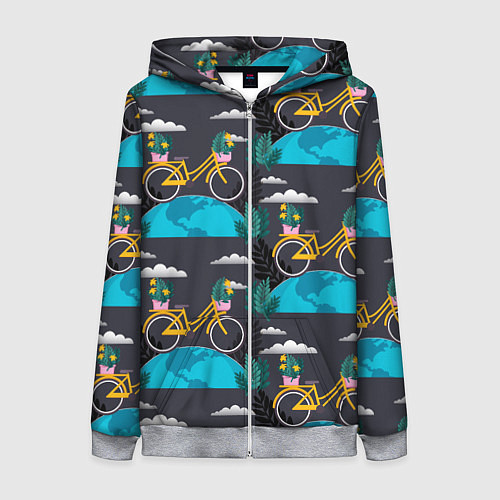 Женская толстовка на молнии Велопрогулка / 3D-Меланж – фото 1