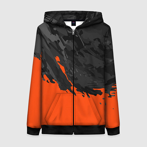 Женская толстовка на молнии Black & Orange / 3D-Черный – фото 1