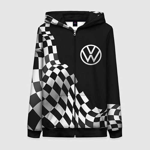 Женская толстовка на молнии Volkswagen racing flag / 3D-Черный – фото 1