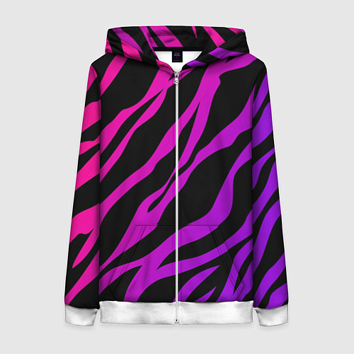 Женская толстовка на молнии Неоновый паттерн линии / 3D-Белый – фото 1