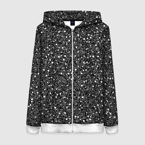 Женская толстовка на молнии Кролики с красными глазами / 3D-Белый – фото 1