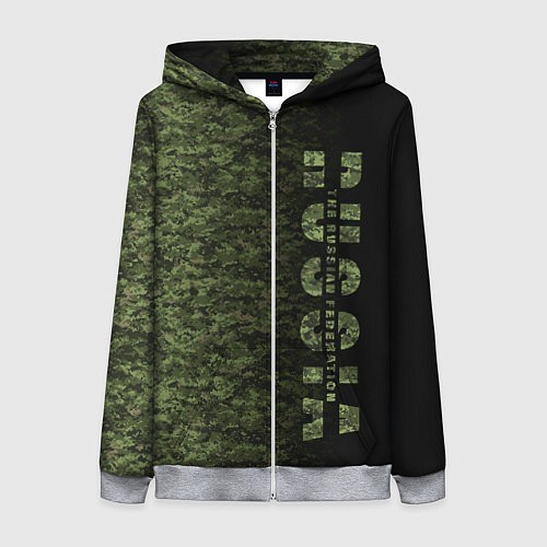Женская толстовка на молнии Камуфляж Russian Federation / 3D-Меланж – фото 1