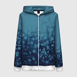 Толстовка на молнии женская Абстракция синий, цвет: 3D-белый