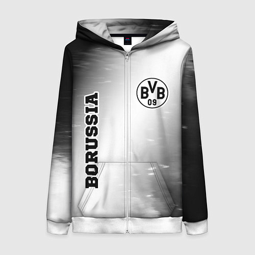 Женская толстовка на молнии Borussia sport на светлом фоне: надпись, символ / 3D-Белый – фото 1