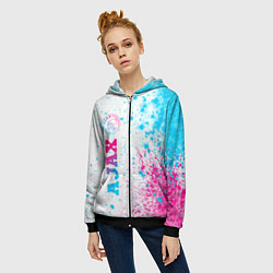 Толстовка на молнии женская Ajax neon gradient style: по-вертикали, цвет: 3D-черный — фото 2