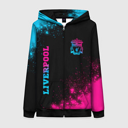 Толстовка на молнии женская Liverpool - neon gradient: надпись, символ, цвет: 3D-черный